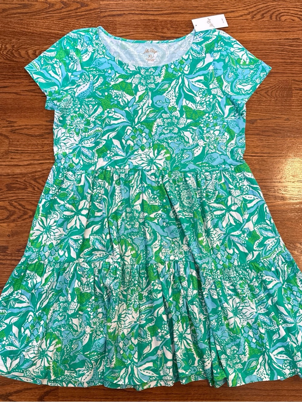 Lilly Pulitzer Geanna Swing Dress Botanical Green Safari Sangria - Picture 2 of 5